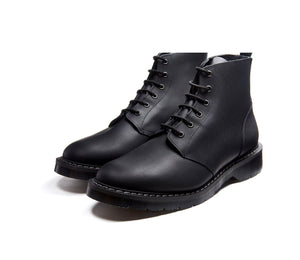 Solovair Black Greasy Astronaut 6 Eyelet Boot Made In England