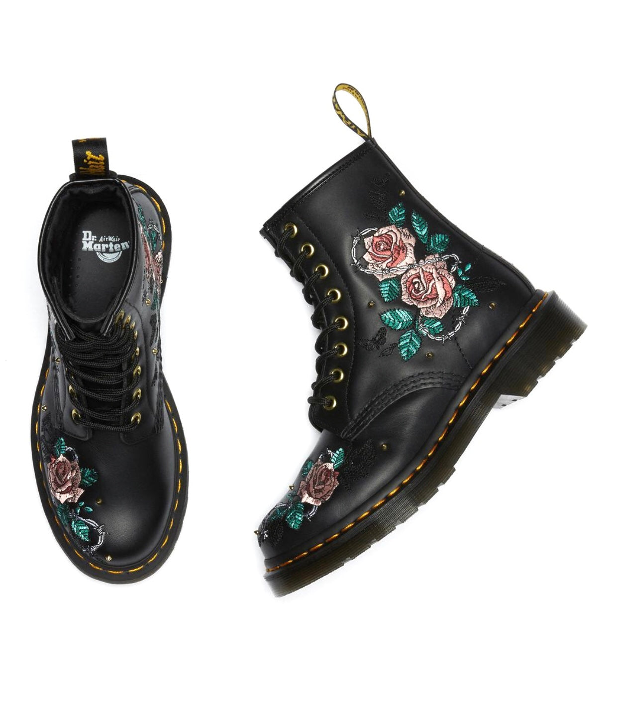Dr. Martens 1460 Vonda Chain Black Nappa Floral 8 Eyelet Boot