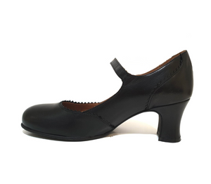 Rock n’ Dot 9397 Sharon All Black Leather Court Shoe Made In Portugal