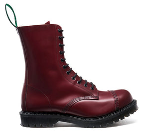 Solovair Cherry Red Steel Toe 11 Eyelet Boot Made In England