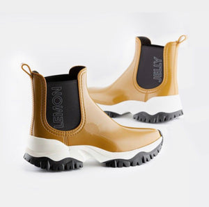 Lemon Jelly Jayden 11 Rusted Gold Chelsea Ankle Vegan Rain Boots Made In Portugal