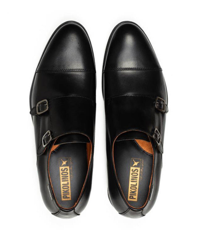 Pikolinos M7J-3148 Black Mens Double Buckle Monk Made In Spain