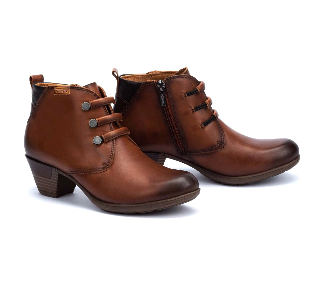 Pikolinos Rotterdam 902-8746 Cuero Light Tan Zip 3 Eyelet Boot Made In Spain