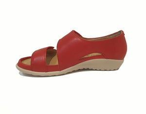 Naot Manawa Kiss Red Leather 2 Strap Velcro Sandals Made In Israel