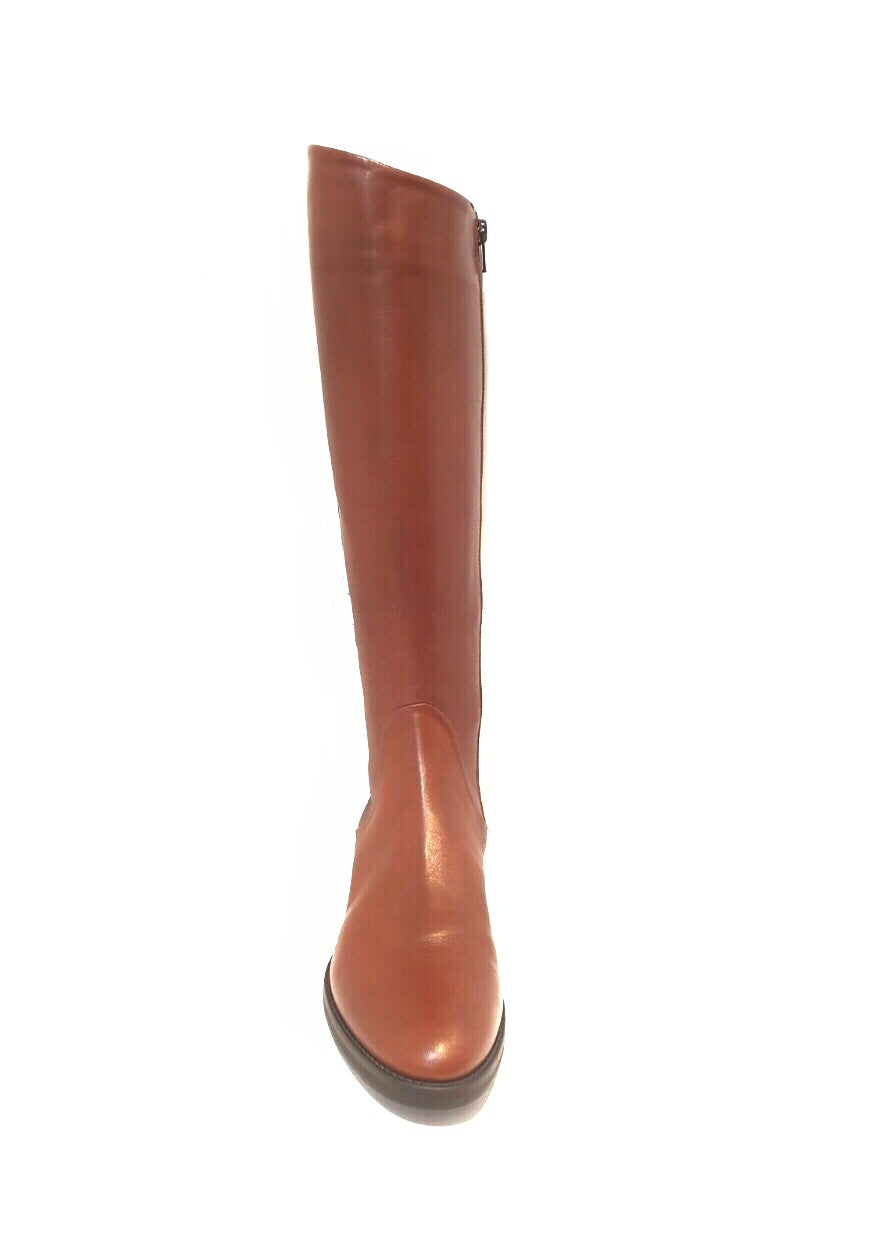 Marco Firenze Peffa Wisky Macchiato Light Tan Zip Knee High Boots Made In Italy