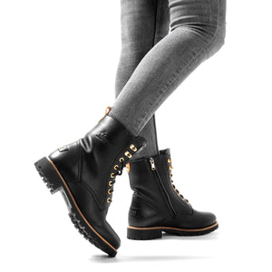 Panama Jack Fara Black Igloo Trav B1 Sheepskin Lined Waterproof 7 Eyelet Boot Made In Spain