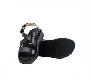 Wonders C-6505 Black Willer Negro Leather Wedge Made In Spain