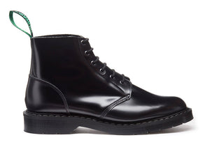 Solovair Black Hi-Shine Astronaut 6 Eyelet Boot Made In England