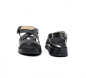 Wonders C-6505 Black Willer Negro Leather Wedge Made In Spain