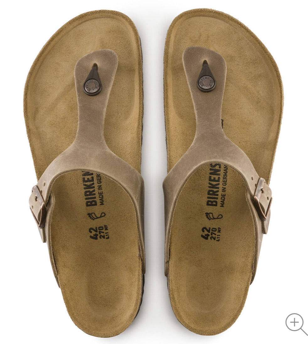 Birkenstock Gizeh Tabacco Brown Oiled Leather Made In Germany