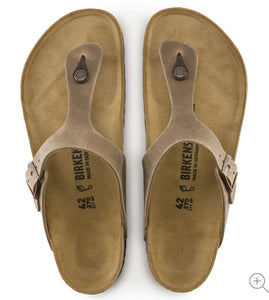 Birkenstock Gizeh Tabacco Brown Oiled Leather Made In Germany