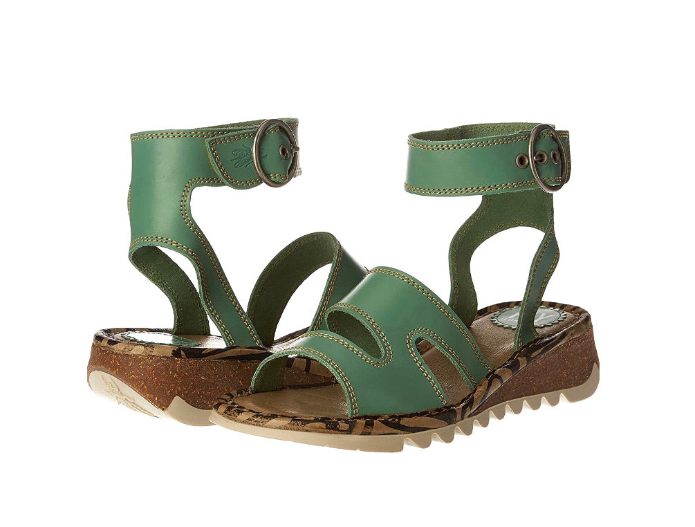Fly London Tily722Fly Mynt Green Women's Wedges Sandals Made In Portugal