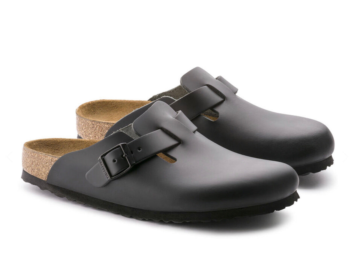 Birkenstock Boston Black Smooth Leather Made In Germany