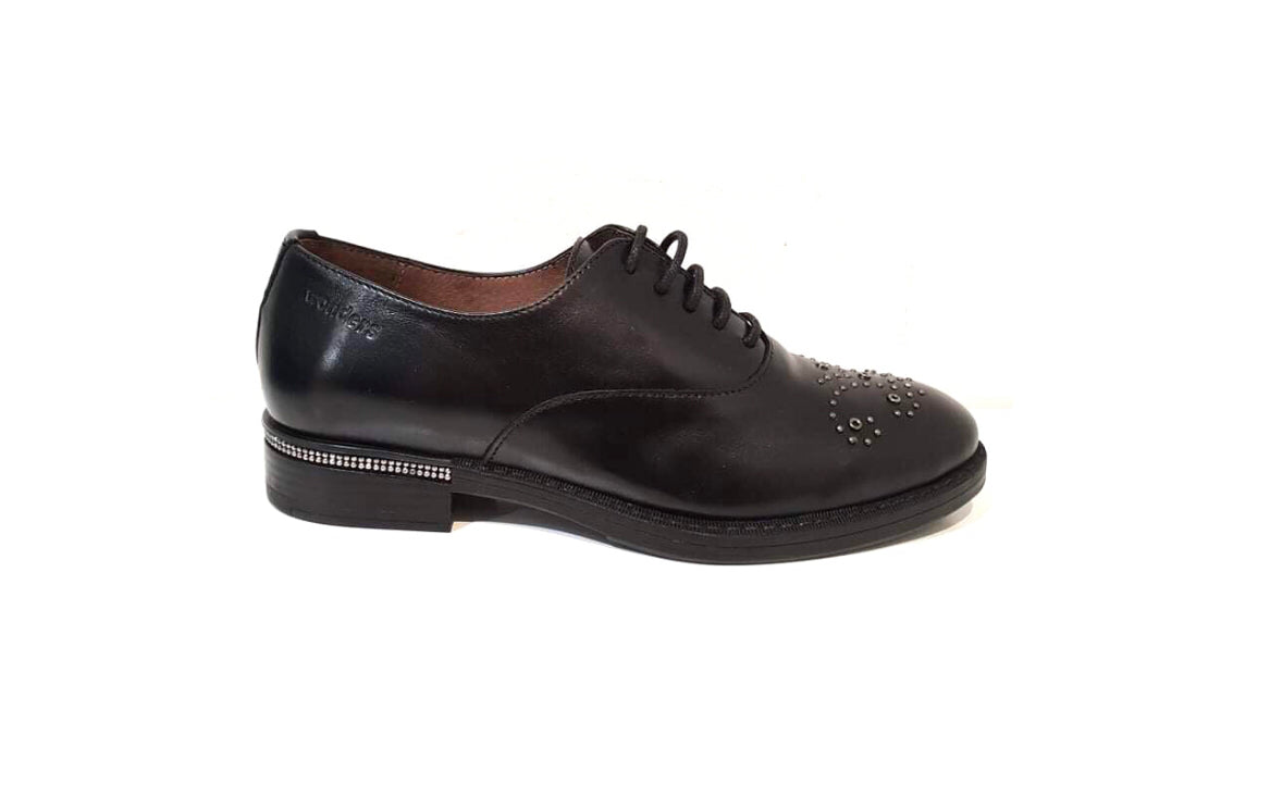 Wonders A-7210 Black Negro Leather 5 Eyelet Shoe Made In Spain