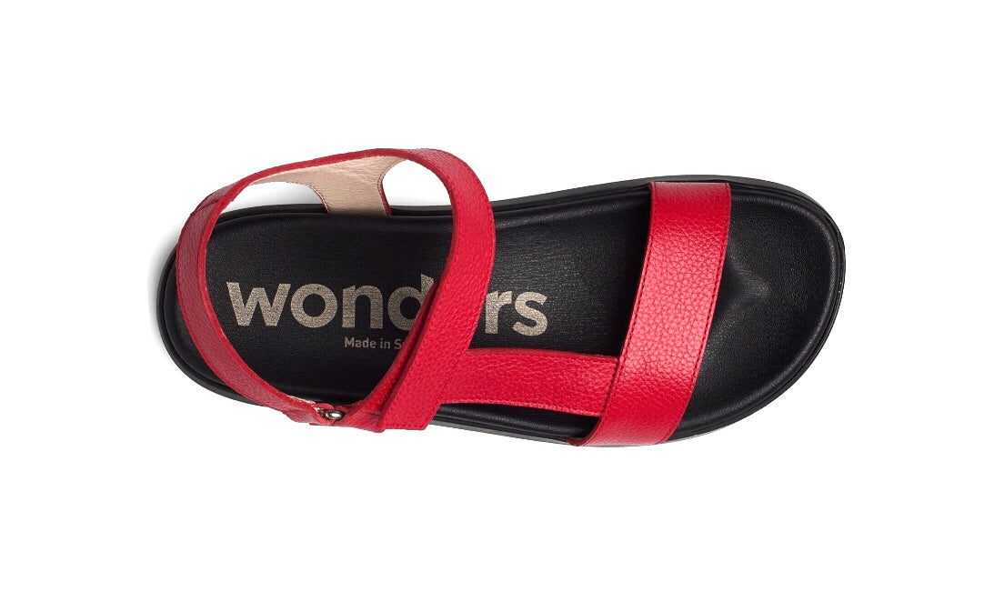 Wonders B-7410 Red Willer Rojo Leather Velcro Sandal Made In Spain