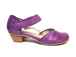 Mentha Andie Purple Leather Women’s Court Shoes Mary Jane Velcro Made In Portugal