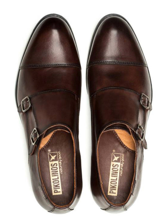 Pikolinos M7J-3148 Olmo Brown Mens Double Buckle Monk Made In Spain