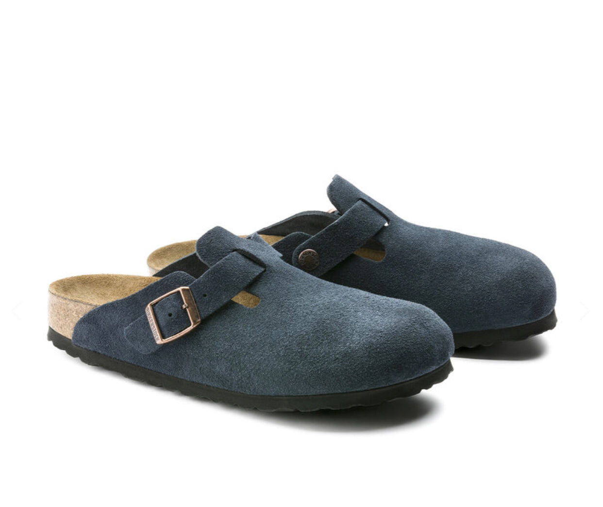 Birkenstock Boston Navy Suede Soft Footbed Made In Germany