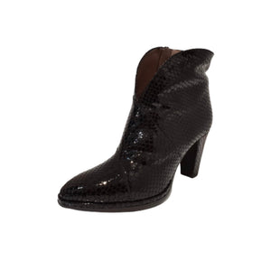 Wonders M-4406 Black Negro Patent Zip Ankle Boot Made In Spain