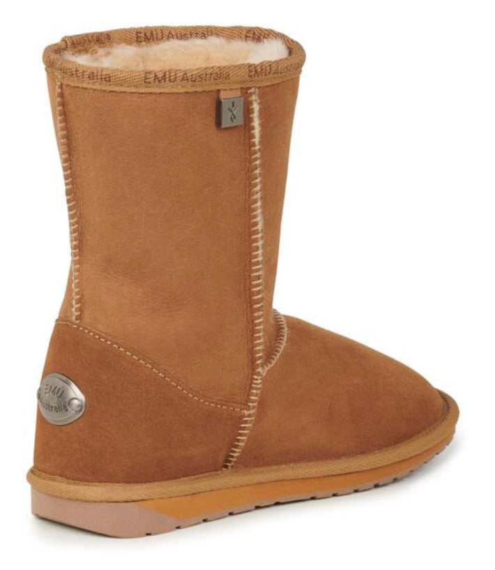 Emu Australia Chestnut Platinum Stinger Lo Mid Calf Sheepskin Made In Australia