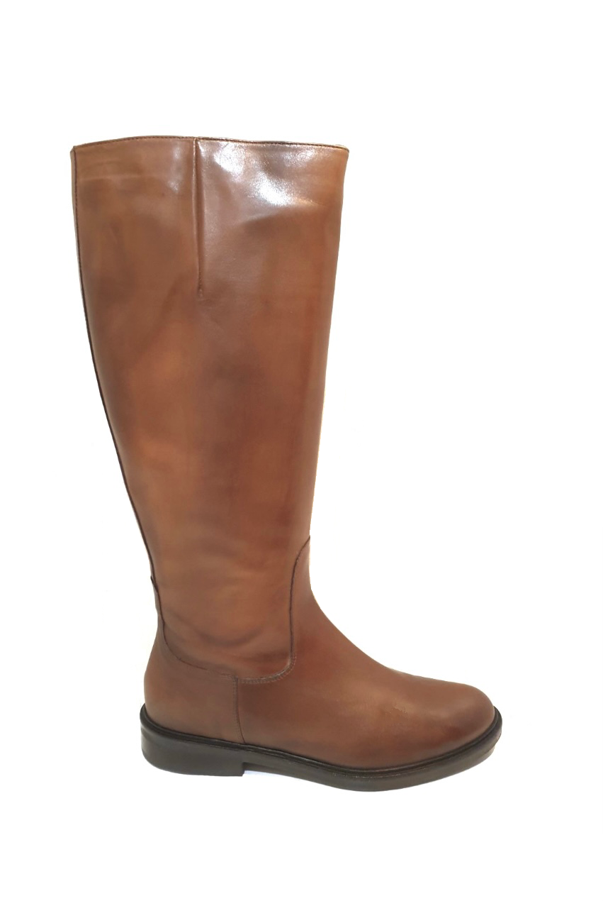 Progetto R351 Toffy Tan Zip Knee High Boots Made In Italy