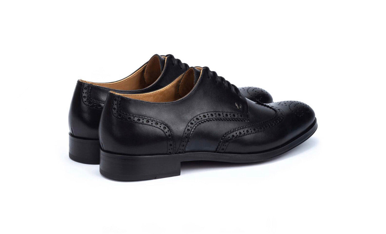 Martinelli 1492-2633EYM Black Empire Leather 5 Eyelet Brogue Made In Spain