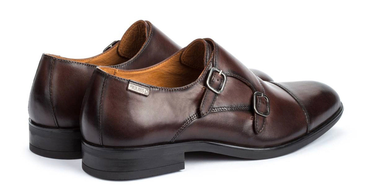Pikolinos M7J-3148 Olmo Brown Mens Double Buckle Monk Made In Spain