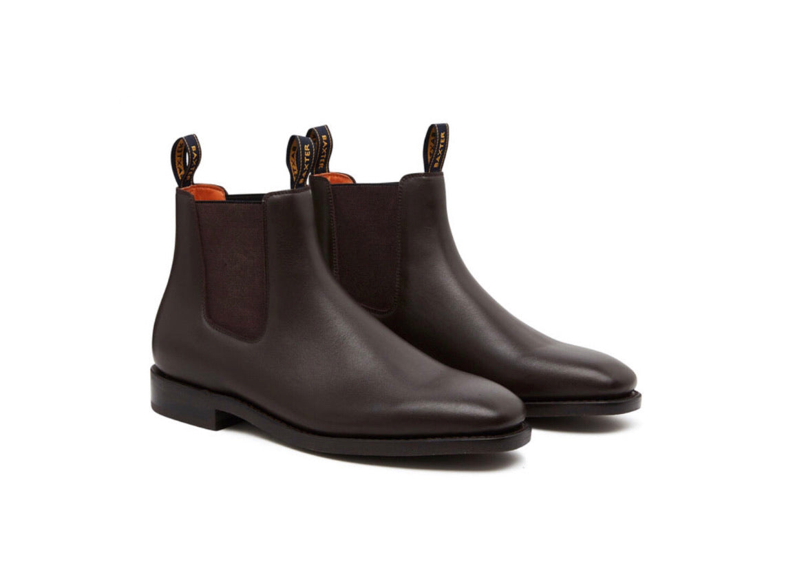 Baxter Goulburn Brown One Piece Rubber Sole Chelsea Dress Boot