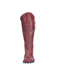 Fly London Mol Red Leather Zip Up Knee High Made In Portugal