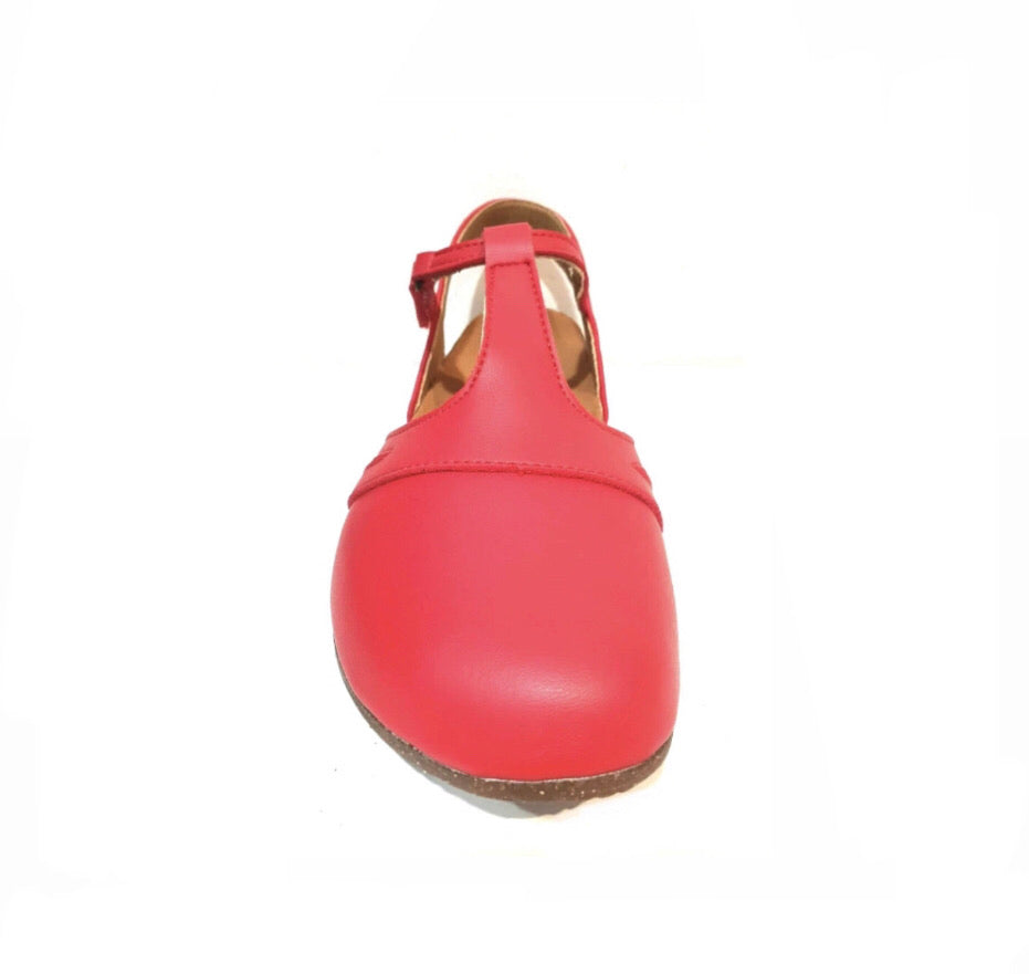 El Naturalista N5062 Red Vegan Mary Jane Flats Made In Spain
