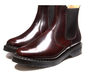 Solovair Burgundy Rub-Off Hi-Shine Dealer Elastic Sided Boot Made In England