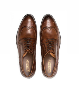 Pikolinos M7J-4186 Cuero Light Tan Mens Brogue 4 Eyelet Lace Up Made In Spain