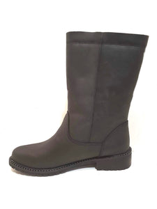 Emu Australia Black Yancoal Zip Sheepskin Waterproof Waxy Leather Boots Made In Australia