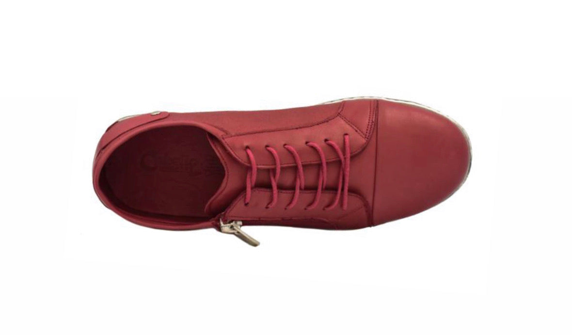 Cabello Comfort EG18 Red 6 Eyelet Zip Shoe Made In Turkey