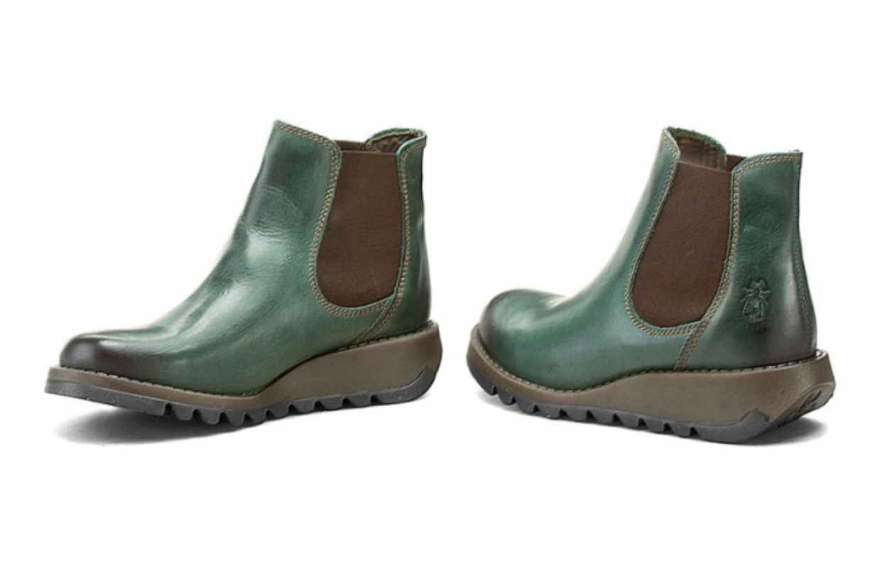 Fly London Salv Petrol Green Chelsea Ankle Boots Made In Portugal