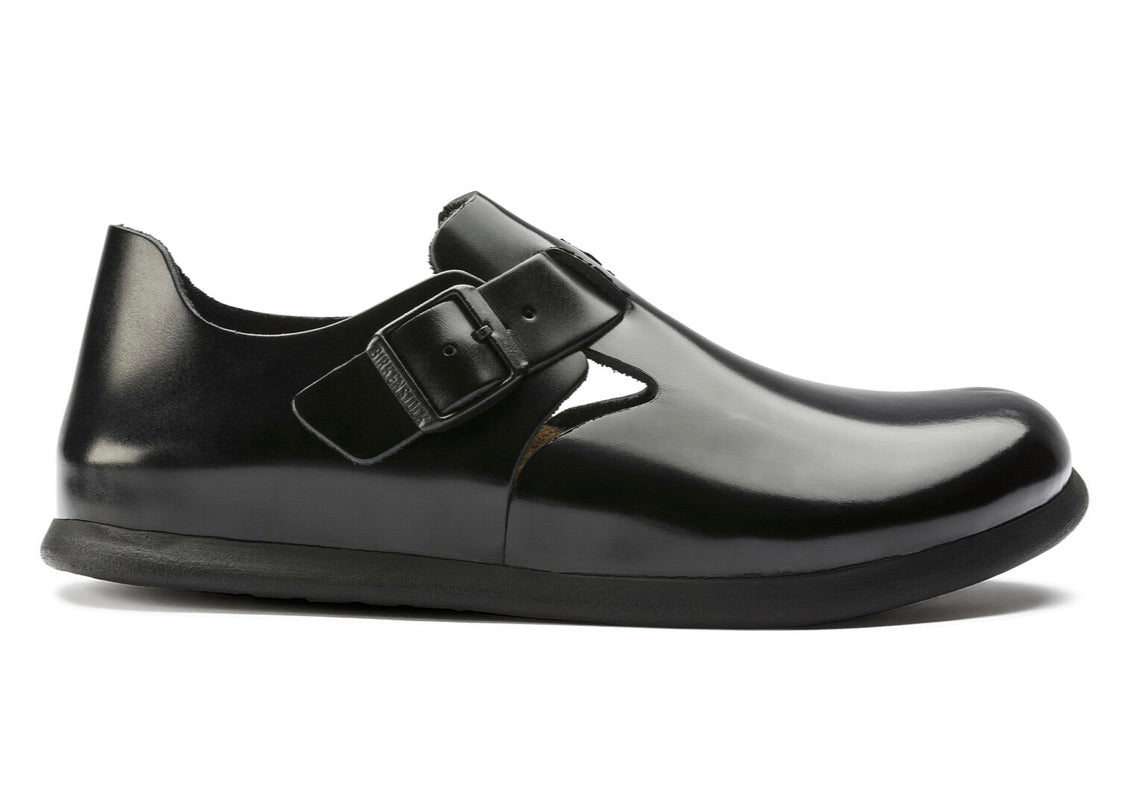 Birkenstock London Shiny Black Patent Leather Classic Footbed