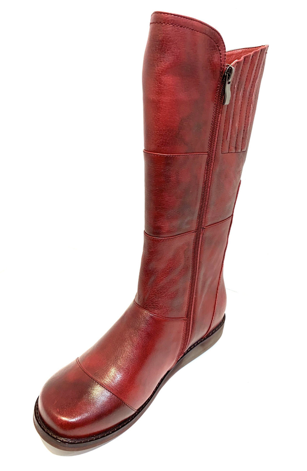 Minki Ladies Boots Mary Wine Red Zip Mid Calf