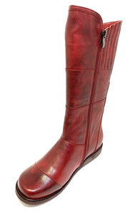 Minki Ladies Boots Mary Wine Red Zip Mid Calf