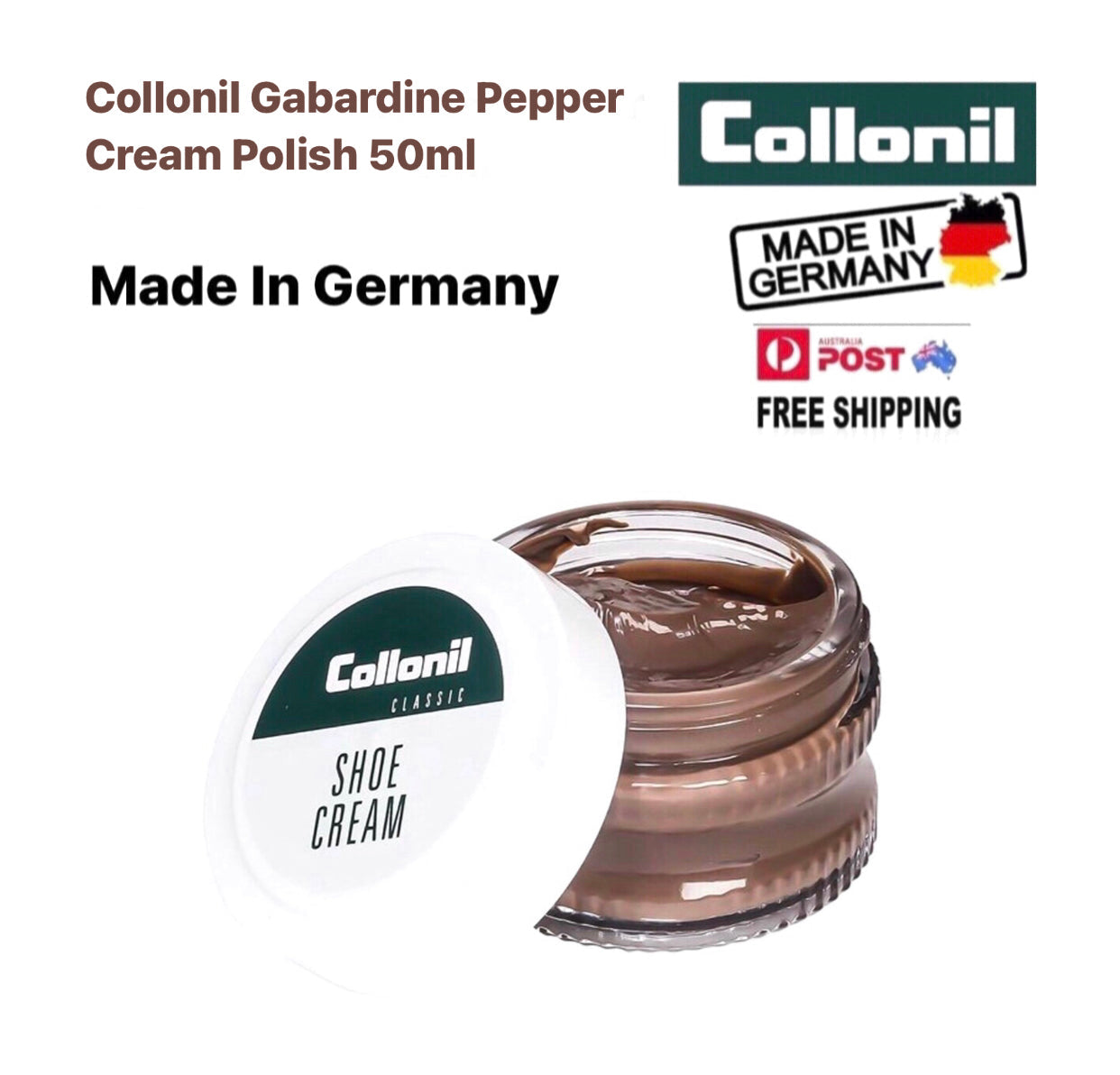 Collonil Gabardine Pepper Brown 344 Cream Polish 50ml Made In Germany