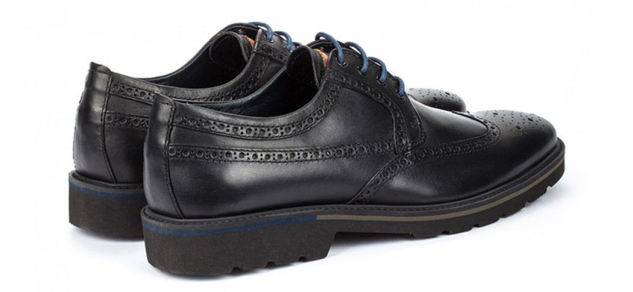 Pikolinos M9M-4226C1 Black Mens Brogue 4 Eyelet Lace Up Made In Spain