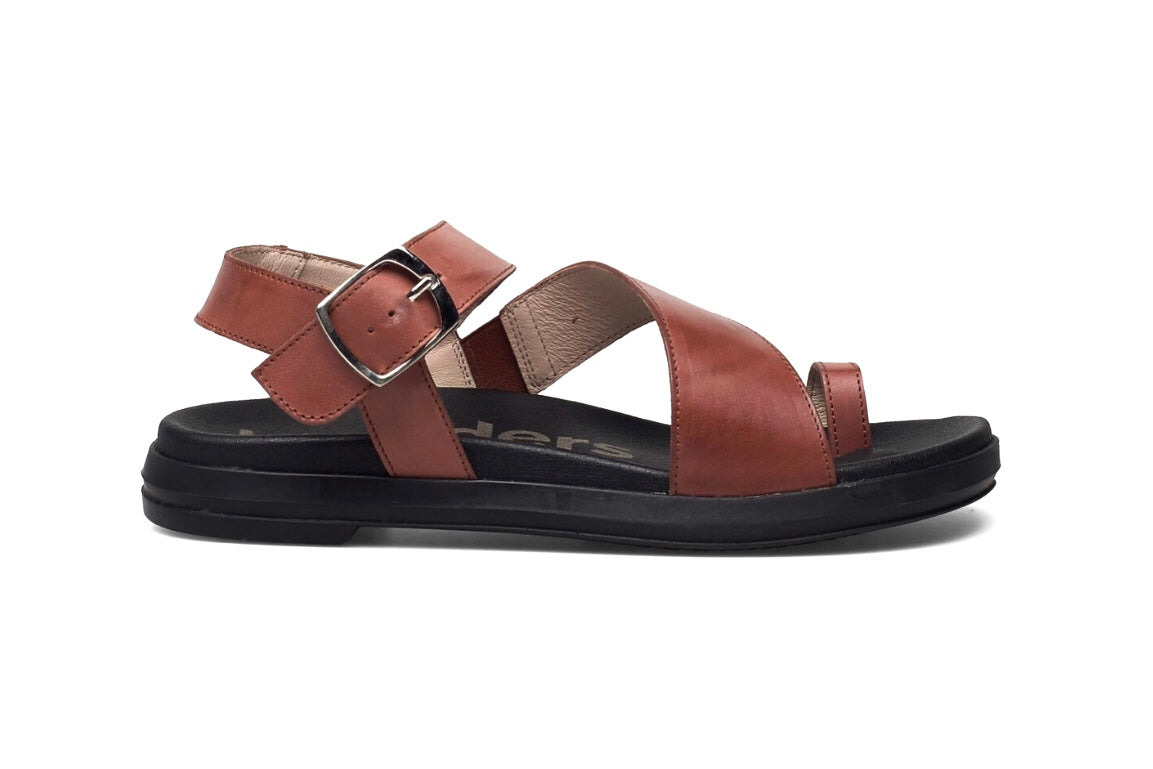 Wonders B-7413 Light Tan Rust Pergamena Leather Toe Loop Sandals Made In Spain