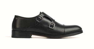 Martinelli 1492-2632PYM Black Empire Leather Monk Shoes Made In Spain