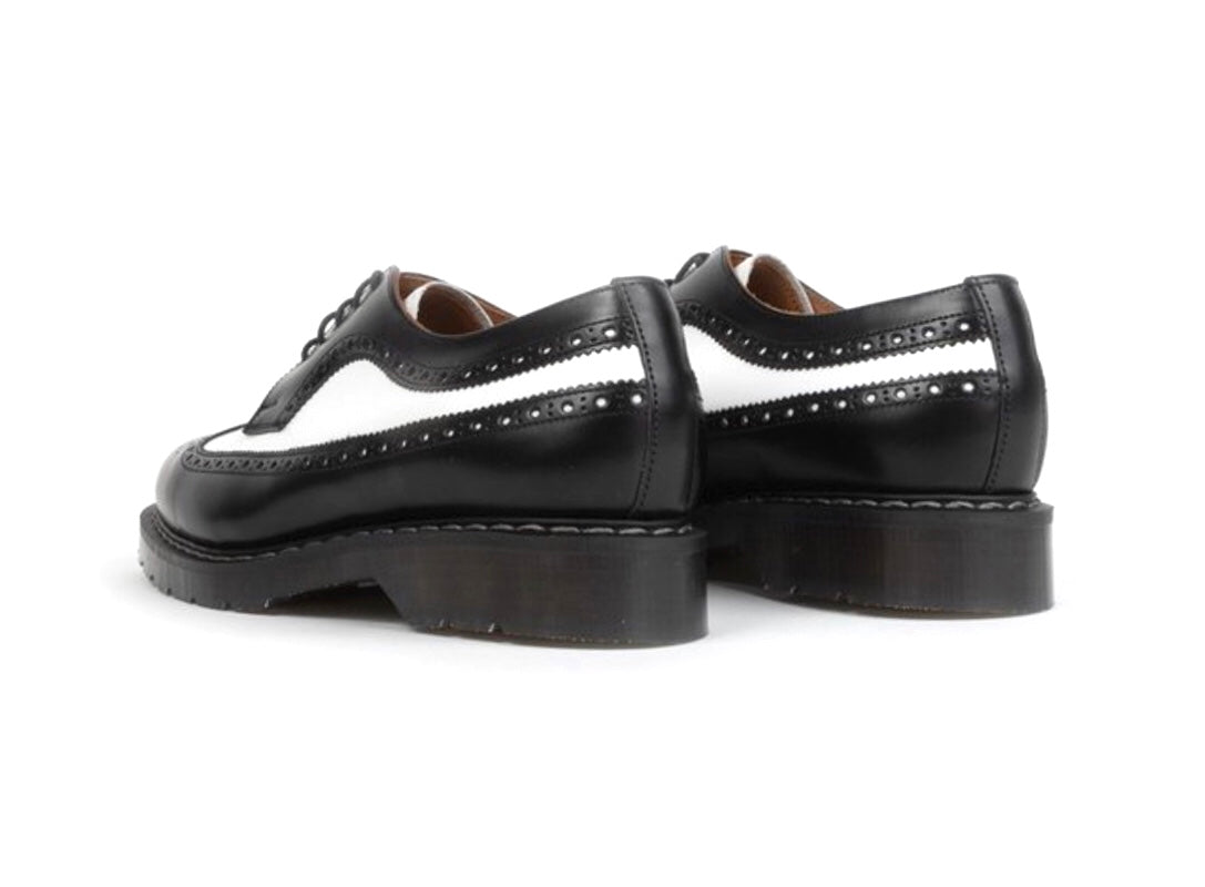 Solovair Black & White Hi-Shine 5 Eyelet American Brogue Shoe Made In England