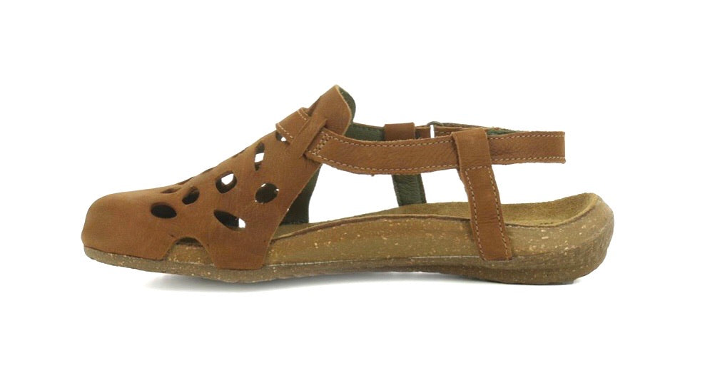 El Naturalista 5063 Wood Light Tan Flats Sandals Made In Spain