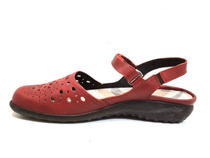 Naot Arataki Berry Red Leather Ladies Sandals Made In Israel