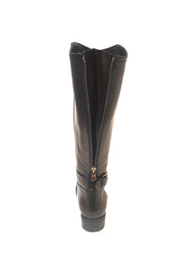 Marco Firenze Papete Black Nero Zip Knee High Boots Made In Italy