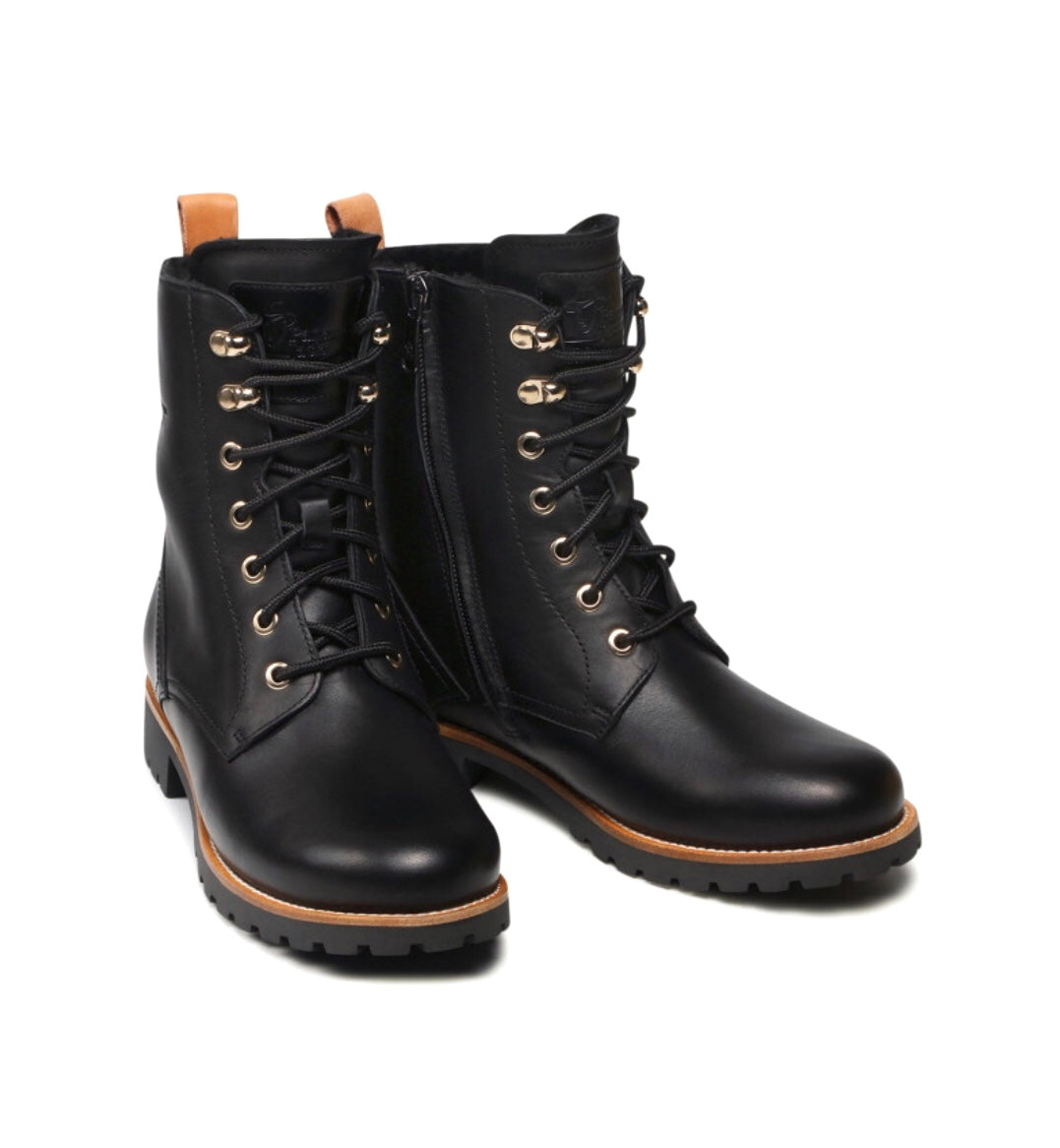 Panama Jack Fara Black Igloo Trav B1 Sheepskin Lined Waterproof 7 Eyelet Boot Made In Spain