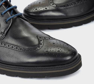 Pikolinos M9M-4226C1 Black Mens Brogue 4 Eyelet Lace Up Made In Spain