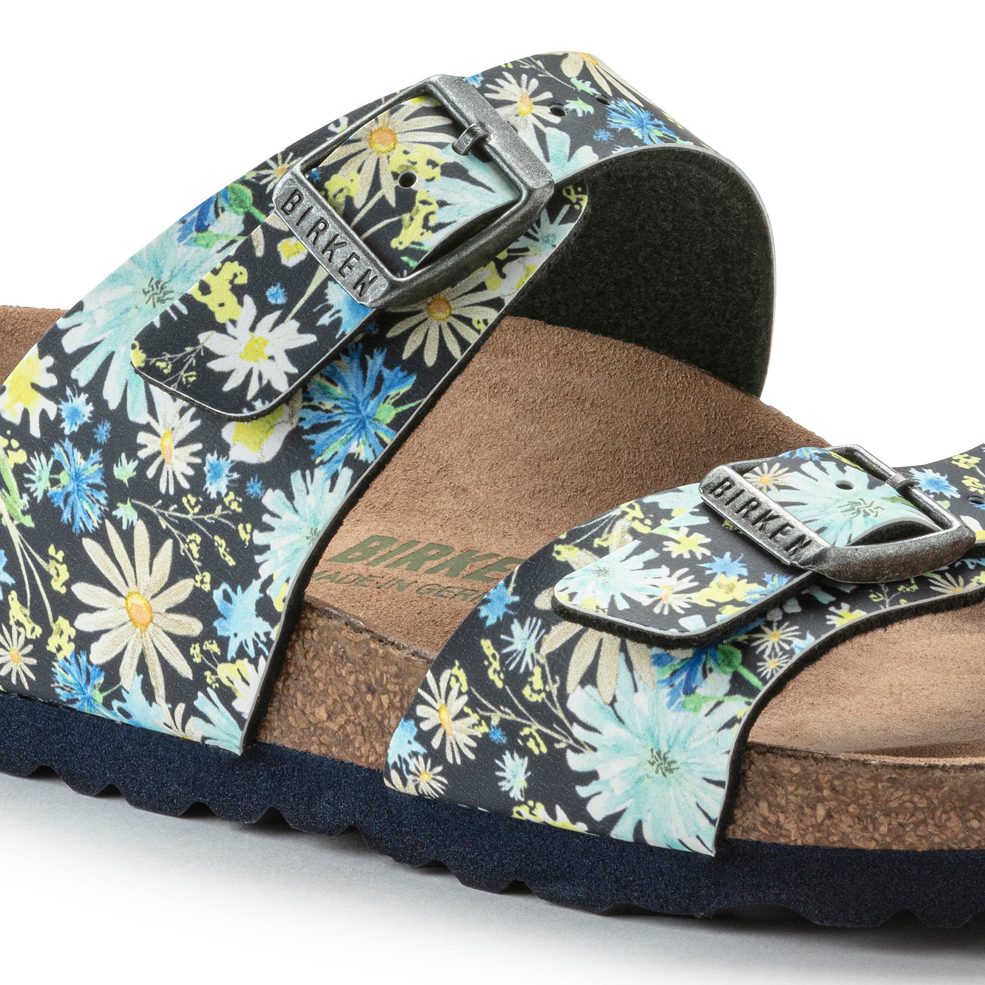 Birkenstock Sydney Dusty Blue Floral Birko-Flor Vegan Made In Germany