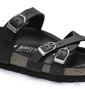 Birkenstock Franca Black Oiled Leather Black Footbed Made In Germany
